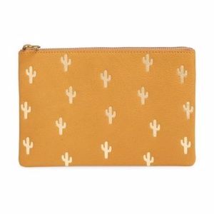 Madewell Leather Pouch Clutch: Embossed Cactus